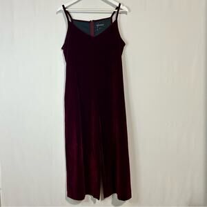 Wildfang Women’s Sleeveless Velvet Jumpsuit Burgundy Size Small FLAW